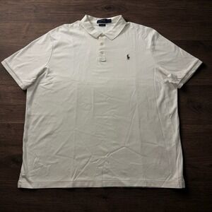 Polo Ralph Lauren Mens XXL White Classic Fit Cotton Short Sleeve Polo Shirt